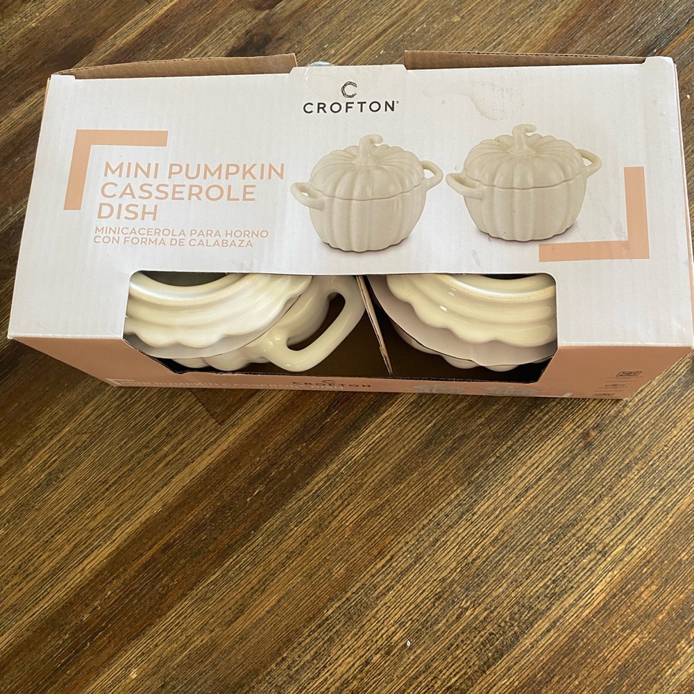 Crofton set of two mini pumpkin casserole dish